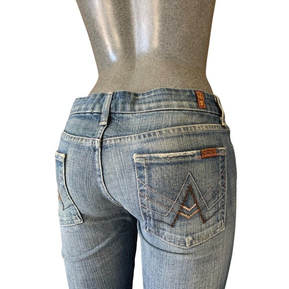 7 For All Mankind A Pocket Womens Jeans LightBlue Flared Low-Rise W31xL29 Denim - Picture 1 of 12